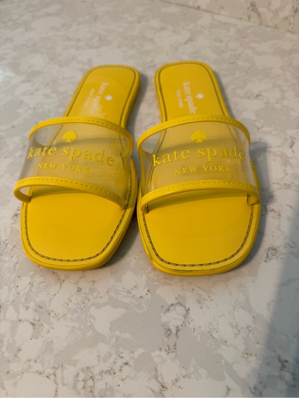 kate spade Yellow Clear Strap Slide Sandals for Kids